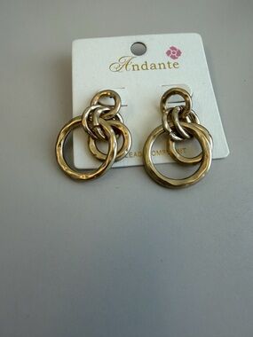 Gold-Tone Interlocking Hoop Drop Earrings